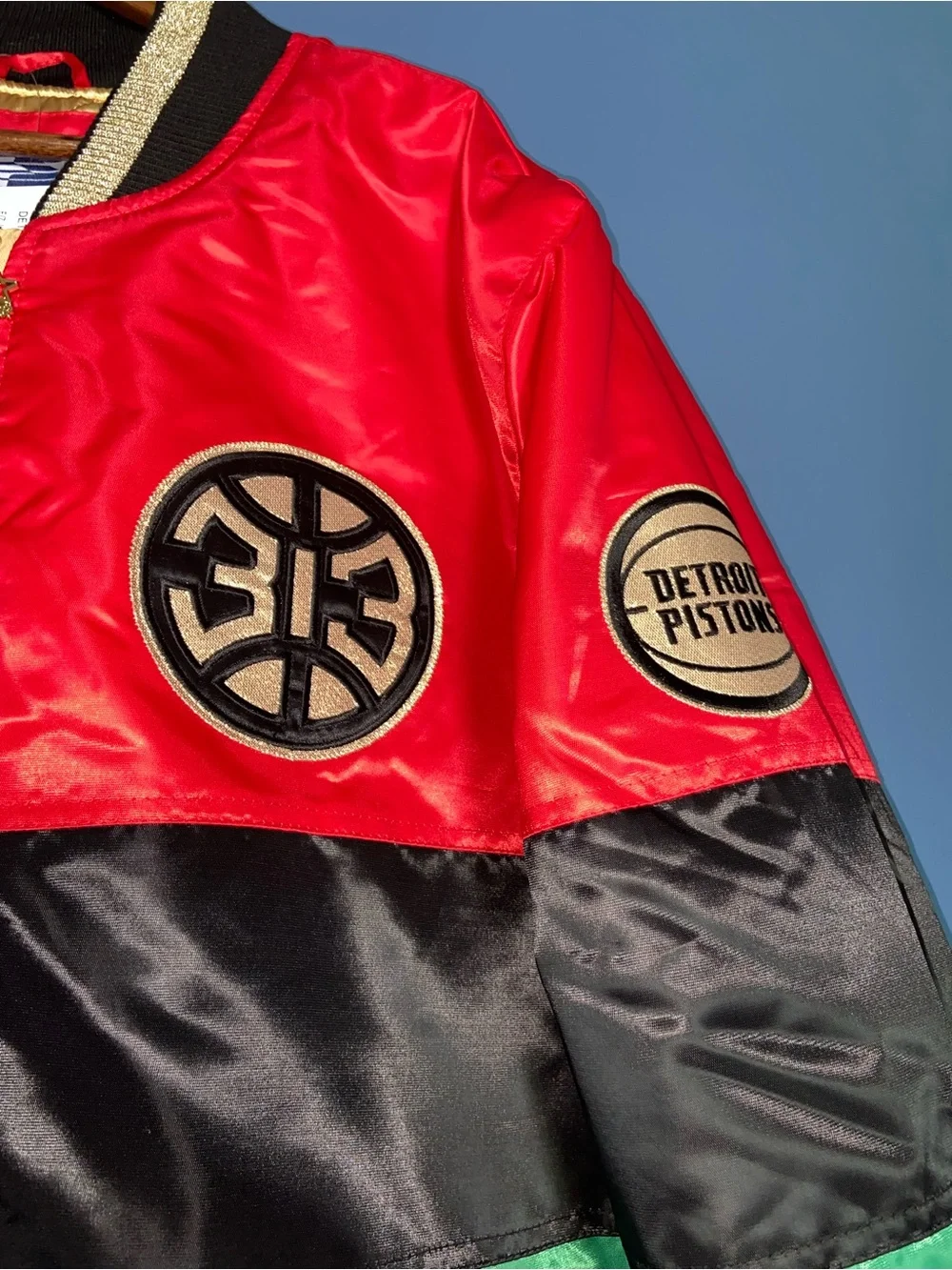 Detroit Pistons Black History Month STARTER Colorblock Satin Jacket